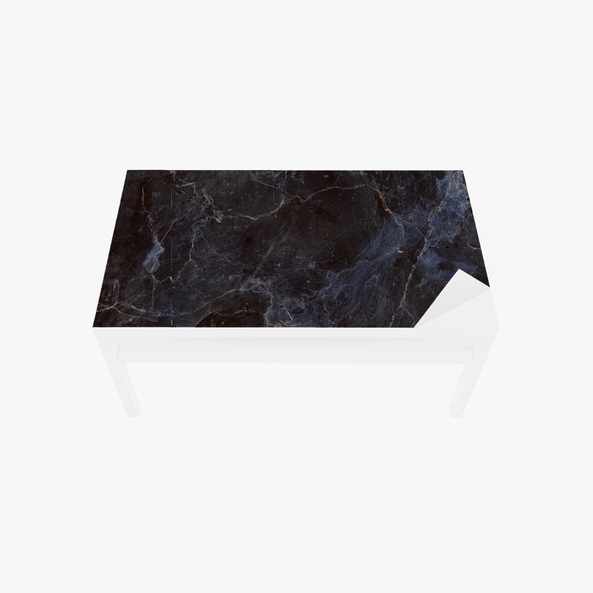Adesivo per tavolo e scrivania marmo nero venato con riflessi blu • Wallissimo®