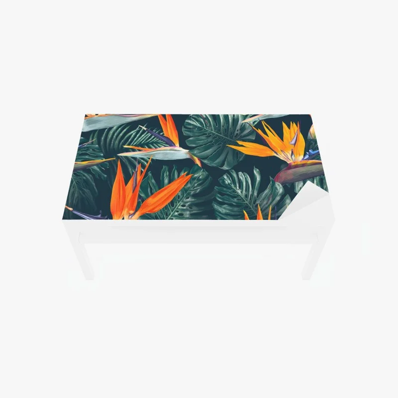 Adesivo per tavolo e scrivania tropicale fiori di paradiso e foglie monstera