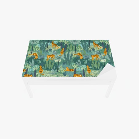 Adesivo per tavolo e scrivania tigri nella giungla tropicale • Wallissimo®