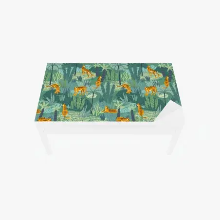 Adesivo per tavolo e scrivania tigri nella giungla tropicale • Wallissimo®