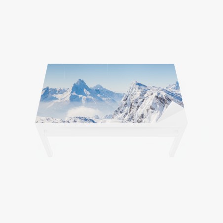 Adesivo per tavolo e scrivania vette innevate all'orizzonte • Wallissimo®