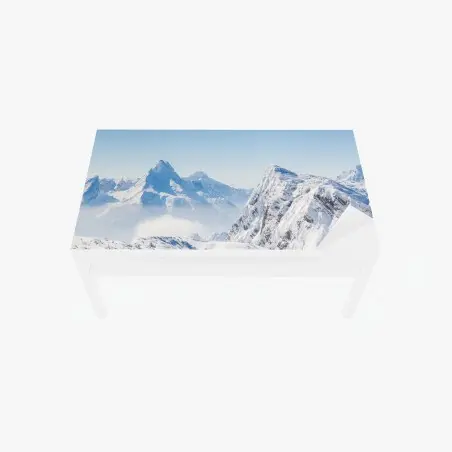 Adesivo per tavolo e scrivania vette innevate all'orizzonte • Wallissimo®