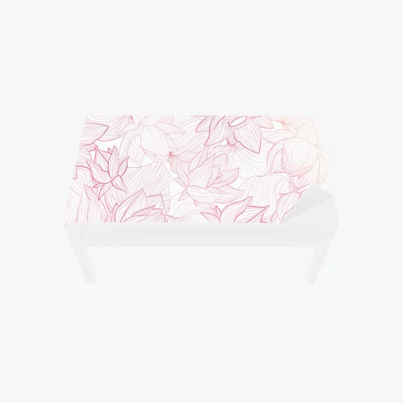 Adesivo per tavolo e scrivania motivo floreale rosa a linee sottili