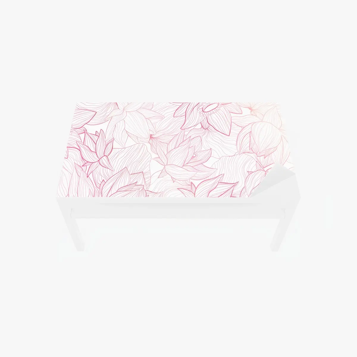 Adesivo per tavolo e scrivania motivo floreale rosa a linee sottili • Wallissimo®