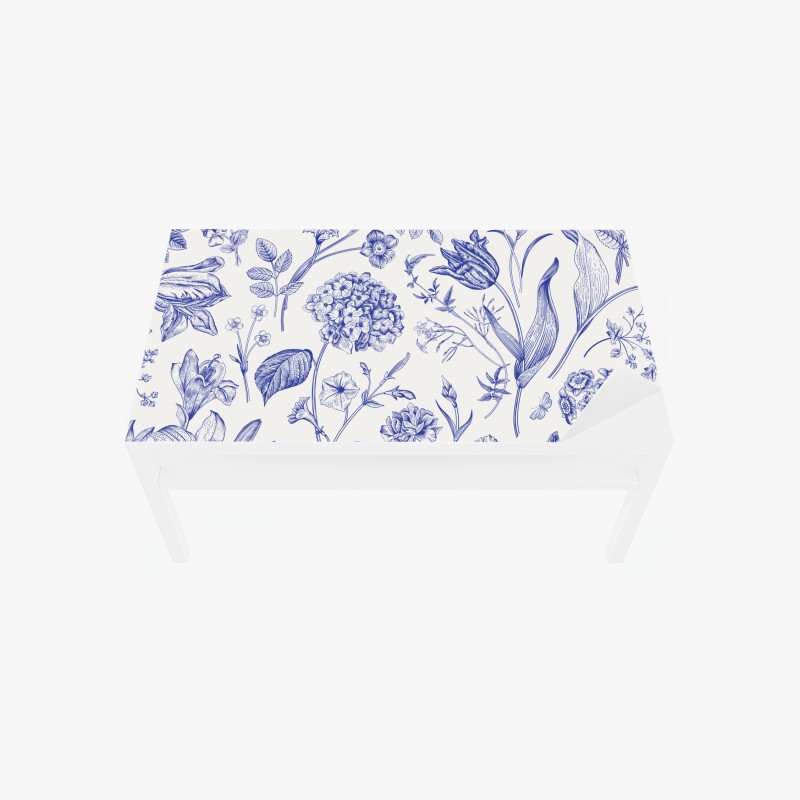 Adesivo per tavolo e scrivania elegante motivo floreale in stile Toile de Jouy