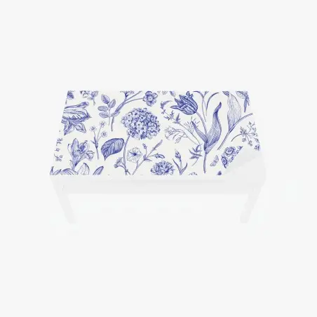 Adesivo per tavolo e scrivania elegante motivo floreale in stile Toile de Jouy • Wallissimo®