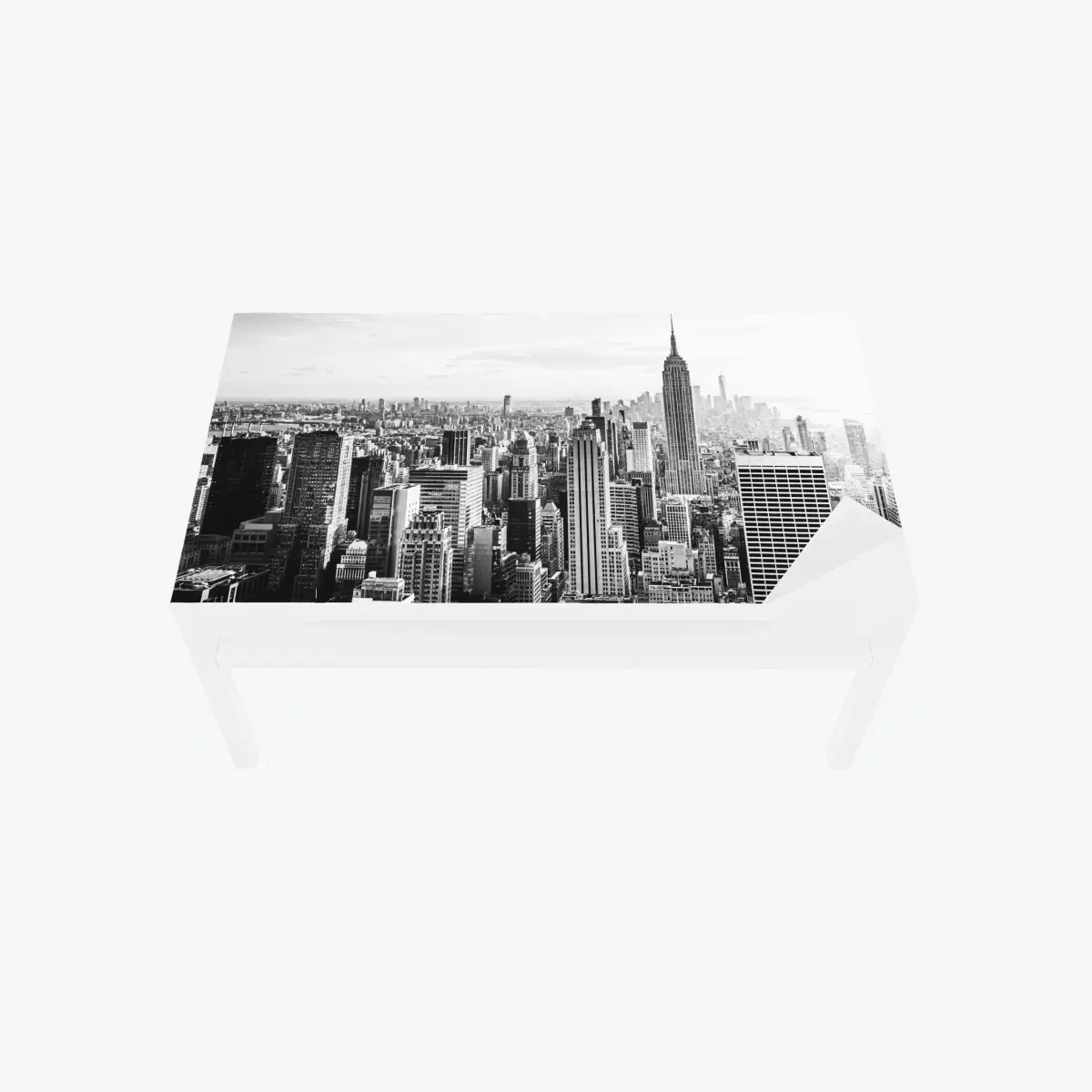 Adesivo per tavolo e scrivania panorama urbano di New York in bianco e nero • Wallissimo®