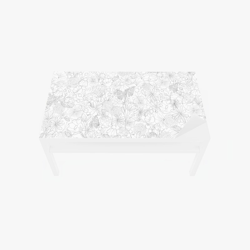 Adesivo per tavolo e scrivania motivo floreale a linee sottili