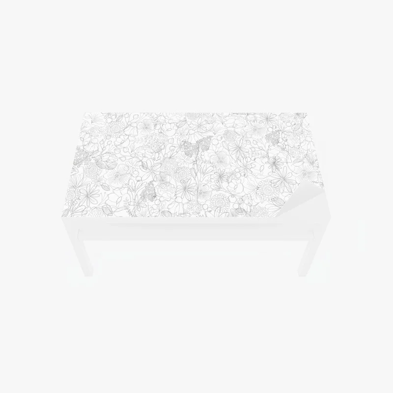 Adesivo per tavolo e scrivania motivo floreale a linee sottili