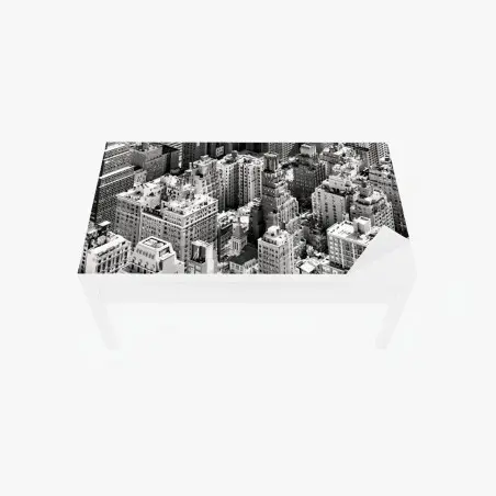 Adesivo per tavolo e scrivania panorama aereo di Manhattan in bianco e nero • Wallissimo®