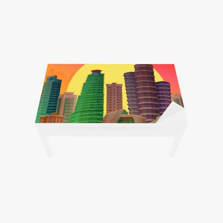Adesivo per tavolo e scrivania benvenuto a Miami: skyline al tramonto • Wallissimo®