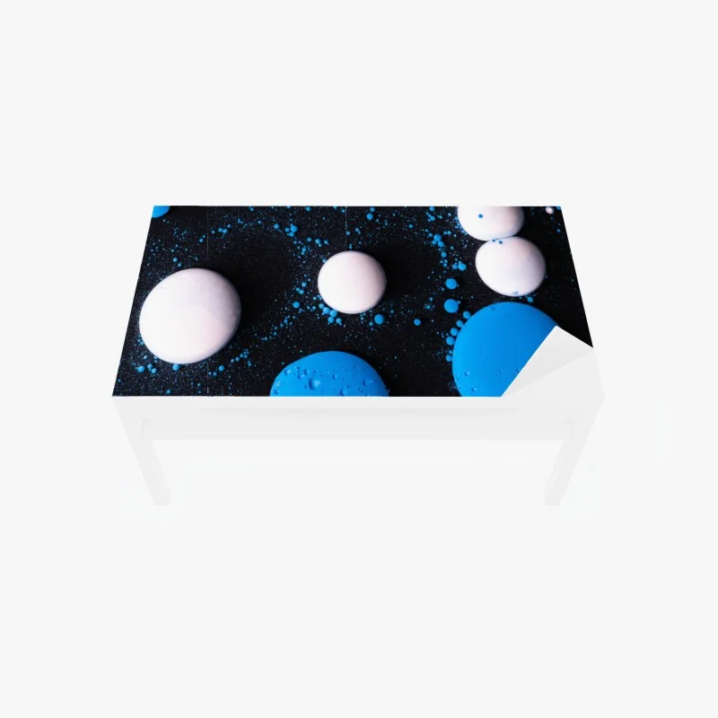 Adesivo per tavolo e scrivania motivo astratto blu e bianco a bolle