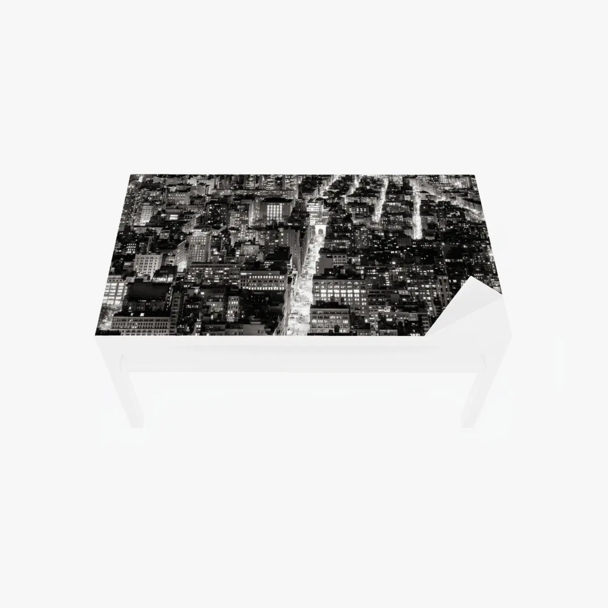 Adesivo per tavolo e scrivania skyline notturno di New York in bianco e nero • Wallissimo®