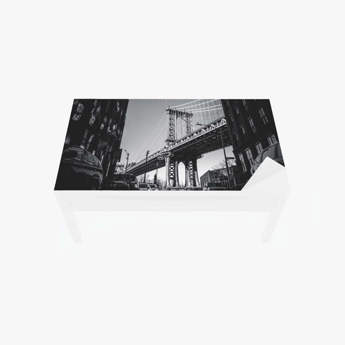 Adesivo per tavolo e scrivania panorama urbano sotto il ponte di Manhattan • Wallissimo® Adesivo per tavolo e scrivania panorama urbano sotto il ponte di Manhattan • Wallissimo®