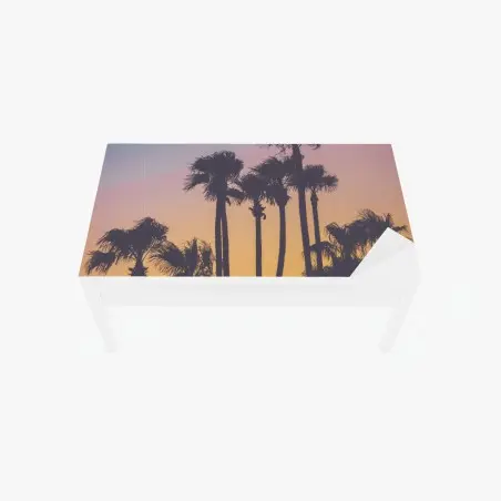 Adesivo per tavolo e scrivania tramonto tropicale in silhouette • Wallissimo®