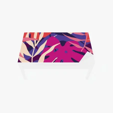 Adesivo per tavolo e scrivania motivo tropicale retrò in colori pastello • Wallissimo®