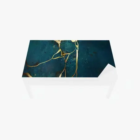 Adesivo per tavolo e scrivania eleganza astratta blu e oro • Wallissimo®