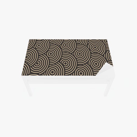Adesivo per tavolo e scrivania motivo a cerchi concentrici beige e marrone • Wallissimo®