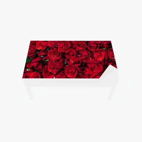Adesivo per tavolo e scrivania mosaico di rose rosse per un'atmosfera romantica • Wallissimo®