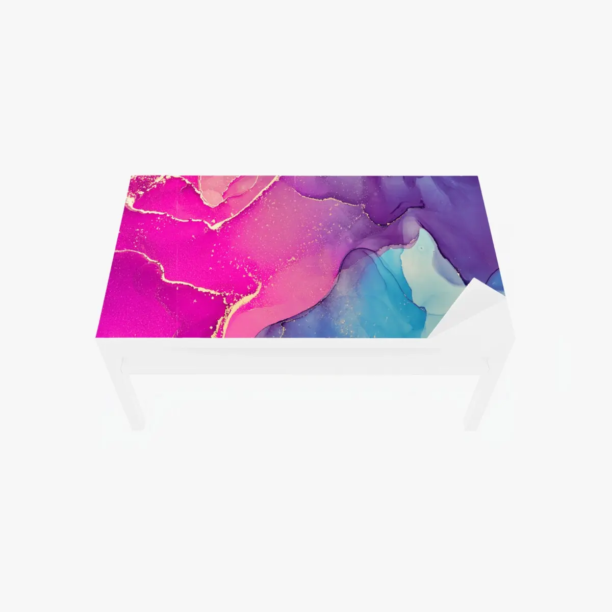 Adesivo per tavolo e scrivania sogno liquido: inchiostro alcolico rosa e azzurro • Wallissimo®