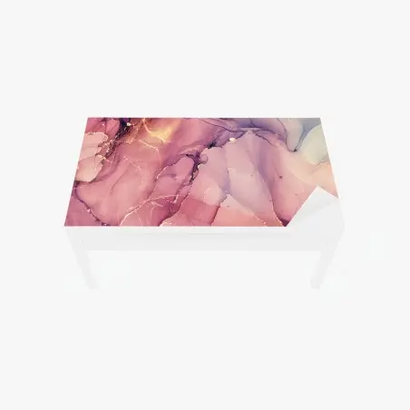 Adesivo per tavolo e scrivania marmo liquido rosa e oro • Wallissimo®