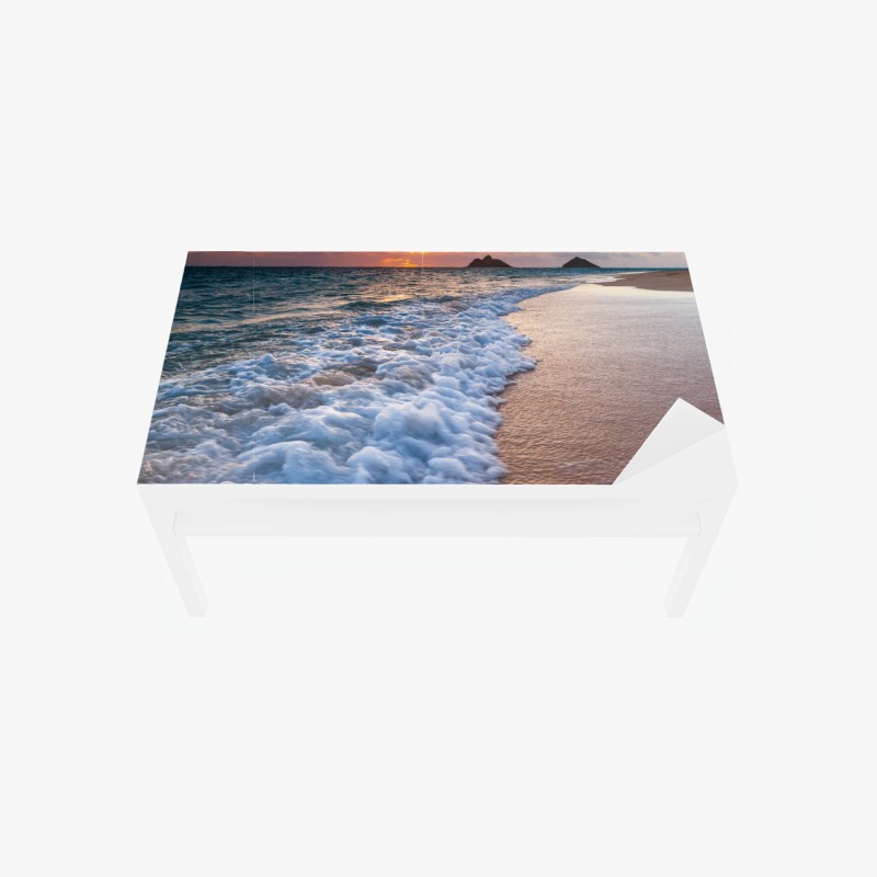 Adesivo per tavolo e scrivania tramonto sulle onde della spiaggia