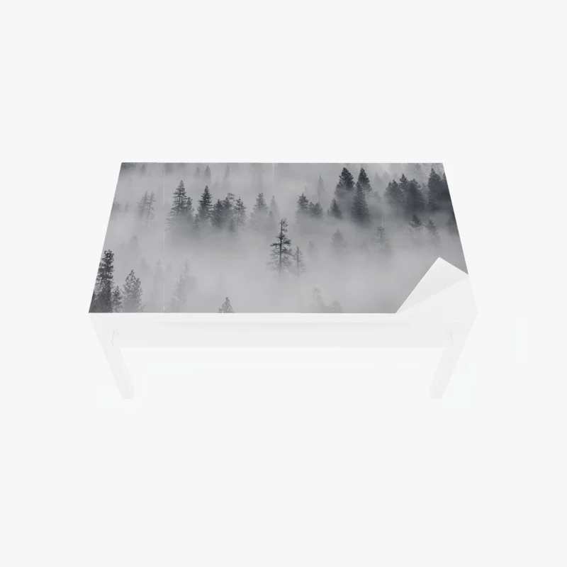 Adesivo per tavolo e scrivania foresta avvolta nella nebbia