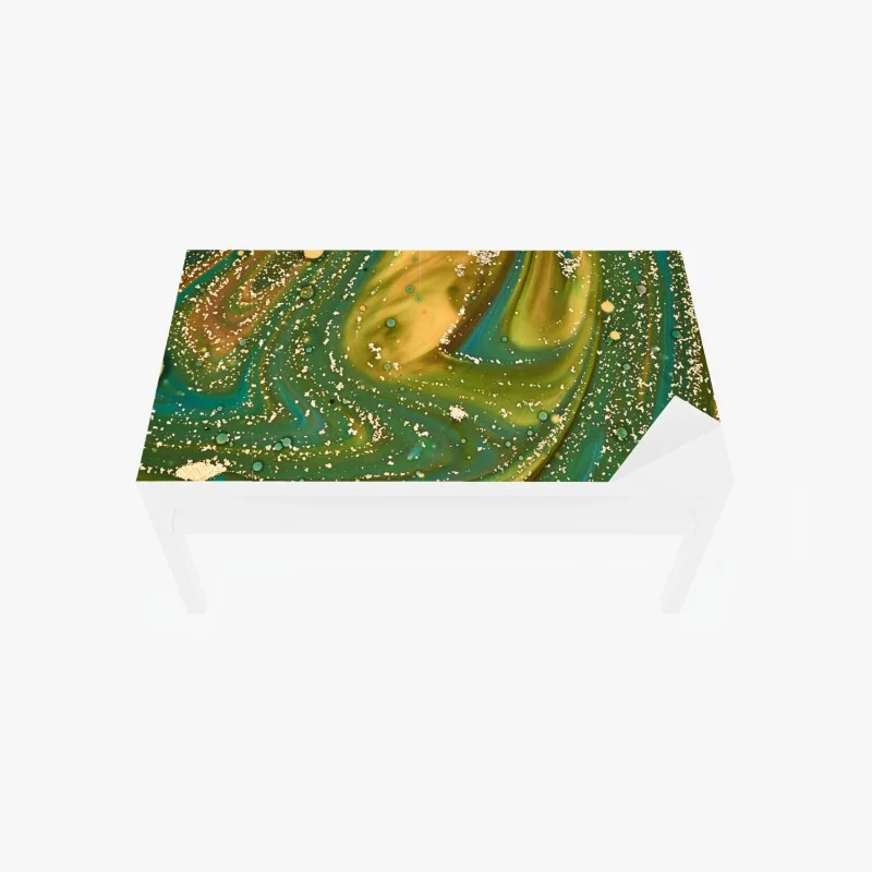 Adesivo per tavolo e scrivania marmo fluido verde e oro