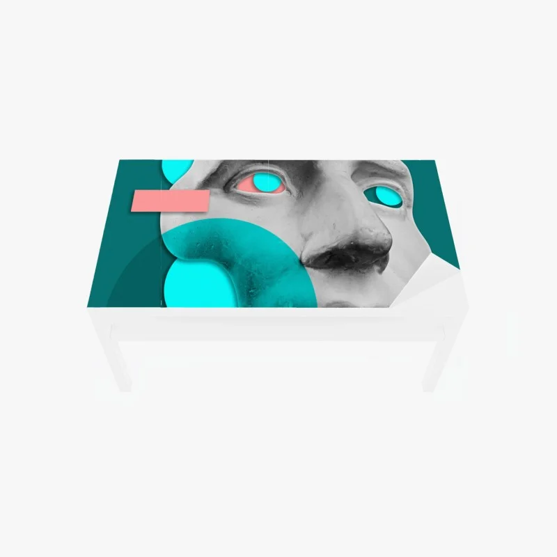 Adesivo per tavolo e scrivania volto classico in collage geometrico