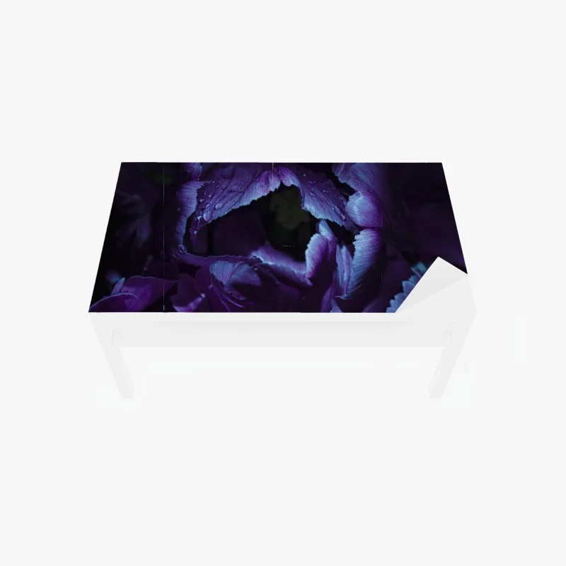 Adesivo per tavolo e scrivania tulipano viola in luce ultravioletta