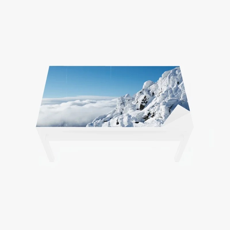 Adesivo per tavolo e scrivania panorama invernale dalle cime innevate