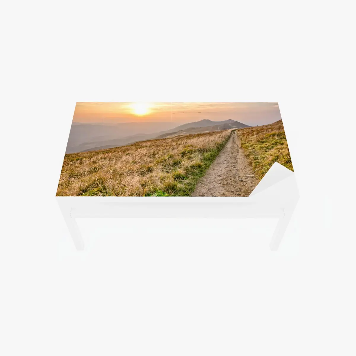 Adesivo per tavolo e scrivania sentiero al tramonto sulle Bieszczady (Carpazi) • Wallissimo®