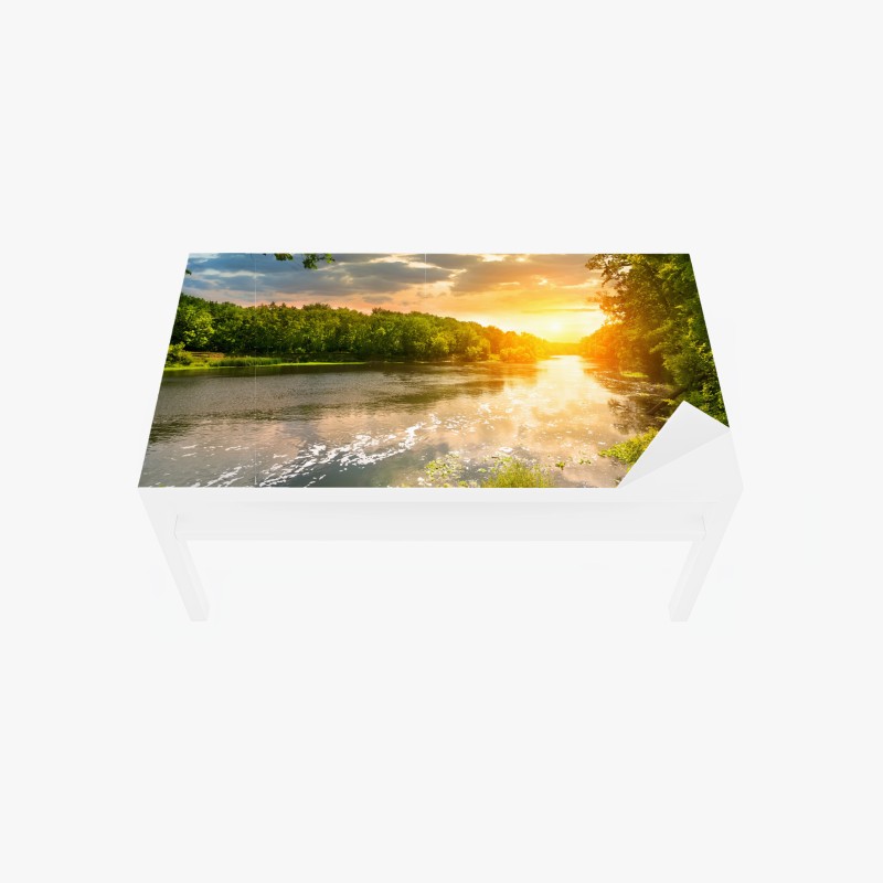 Adesivo per tavolo e scrivania tramonto dorato sul fiume