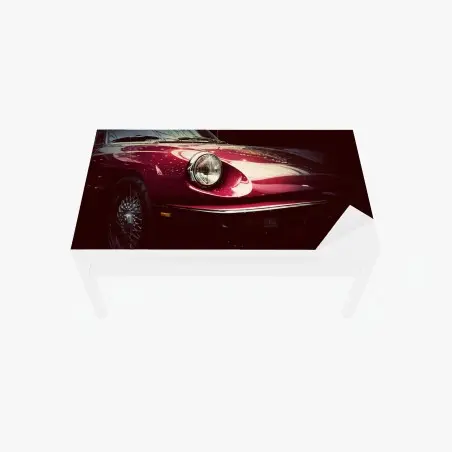 Adesivo per tavolo e scrivania eleganza retrò: dettaglio di auto d'epoca rossa • Wallissimo®