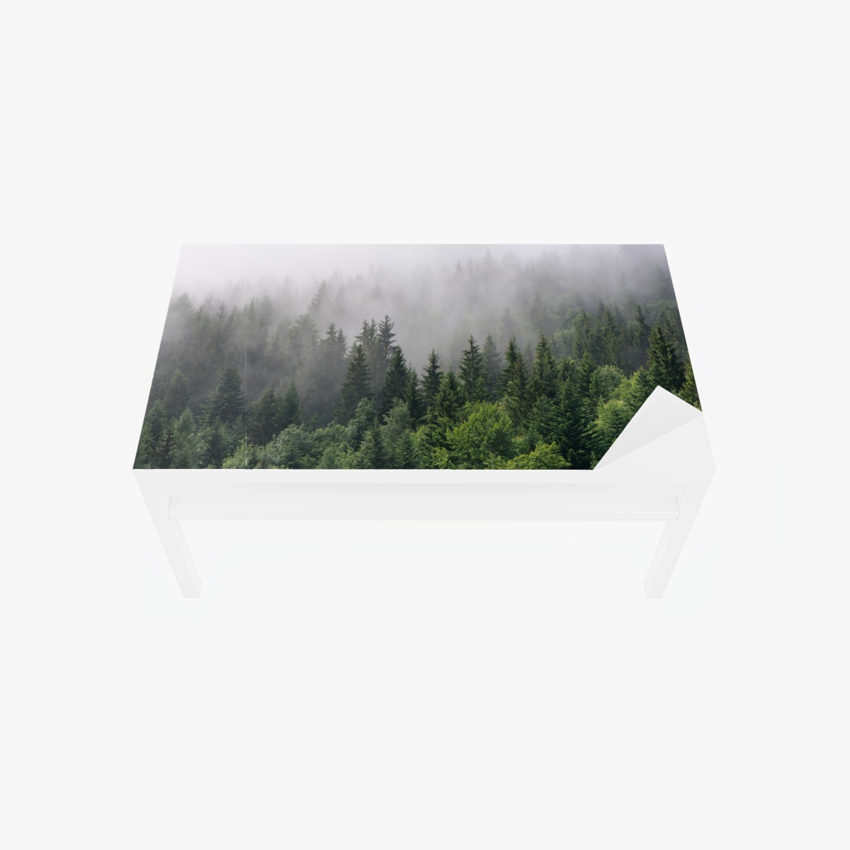 Adesivo per tavolo e scrivania sussurro di nebbia nella foresta • Wallissimo®