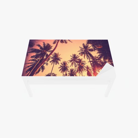 Adesivo per tavolo e scrivania tramonto tropicale tra le palme • Wallissimo®