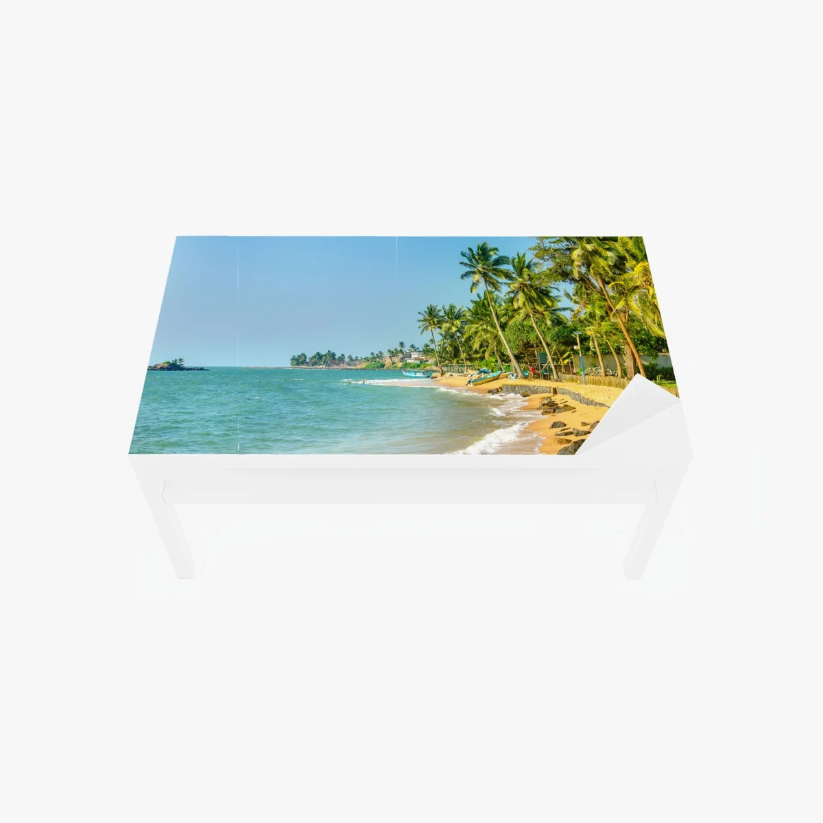 Adesivo per tavolo e scrivania spiaggia tropicale con palme e barche • Wallissimo® Adesivo per tavolo e scrivania spiaggia tropicale con palme e barche • Wallissimo®