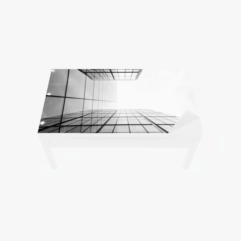 Adesivo per tavolo e scrivania prospettiva verticale di grattacielo in vetro