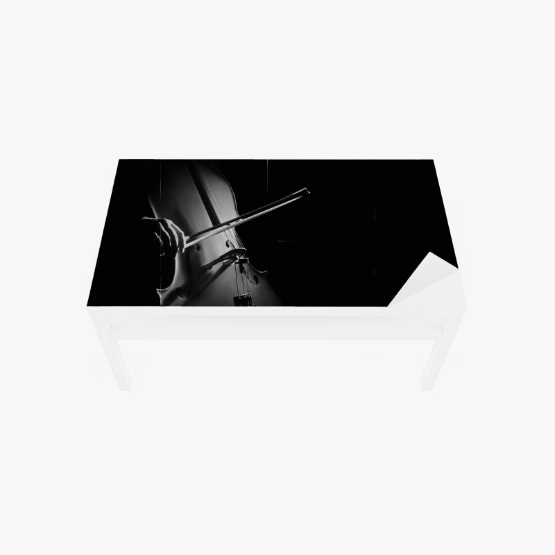 Adesivo per tavolo e scrivania emozione del violoncello in bianco e nero