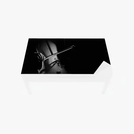 Adesivo per tavolo e scrivania emozione del violoncello in bianco e nero • Wallissimo®
