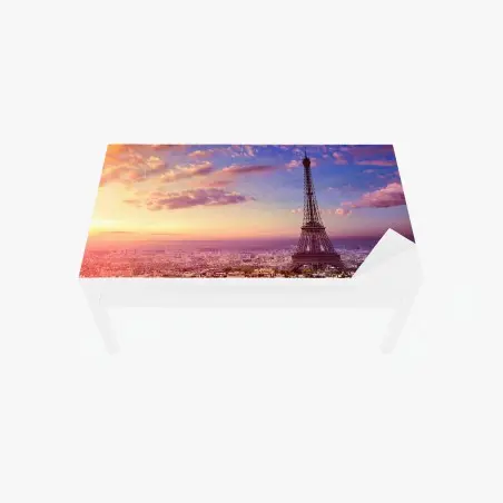 Adesivo per tavolo e scrivania tramonto su Parigi e Torre Eiffel • Wallissimo®