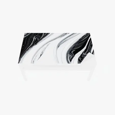 Adesivo per tavolo e scrivania eleganza marmorizzata in bianco e nero • Wallissimo®