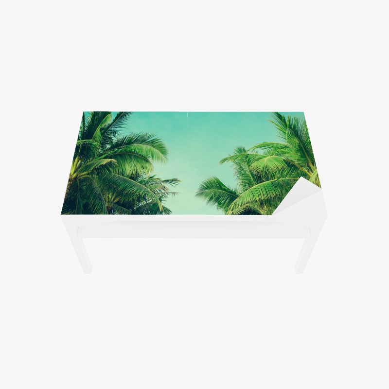Adesivo per tavolo e scrivania oasi tropicale - palme e cielo turchese