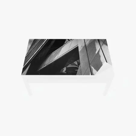 Adesivo per tavolo e scrivania prospettiva urbana astratta in bianco e nero • Wallissimo®