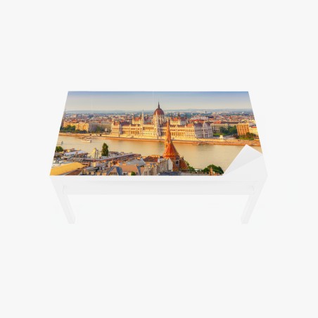 Adesivo per tavolo e scrivania tramonto sul parlamento di Budapest • Wallissimo®