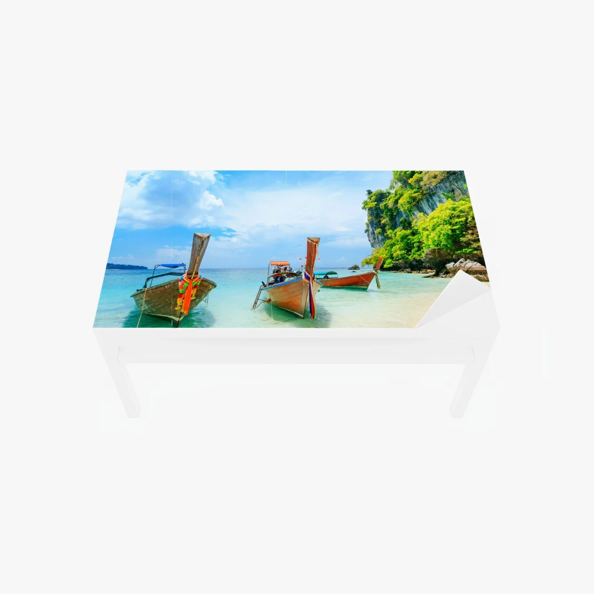 Adesivo per tavolo e scrivania barche longtail sulla spiaggia di Phuket • Wallissimo® Adesivo per tavolo e scrivania barche longtail sulla spiaggia di Phuket • Wallissimo®