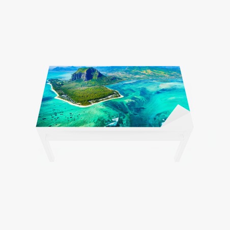 Adesivo per tavolo e scrivania oasi turchese di Mauritius • Wallissimo®