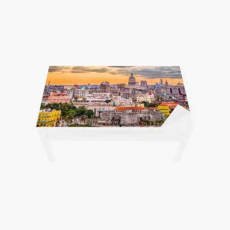 Adesivo per tavolo e scrivania tramonto sullo skyline di L'Avana • Wallissimo®