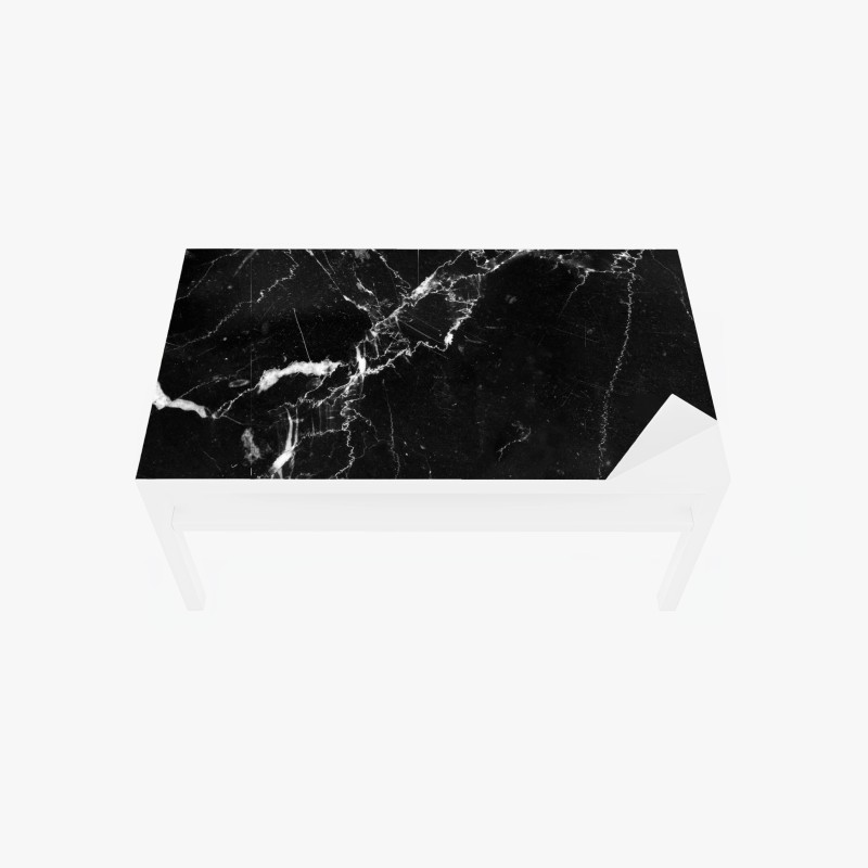 Adesivo per tavolo e scrivania texture marmo nero con venature bianche