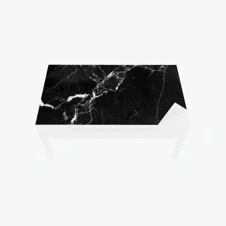 Adesivo per tavolo e scrivania texture marmo nero con venature bianche • Wallissimo®